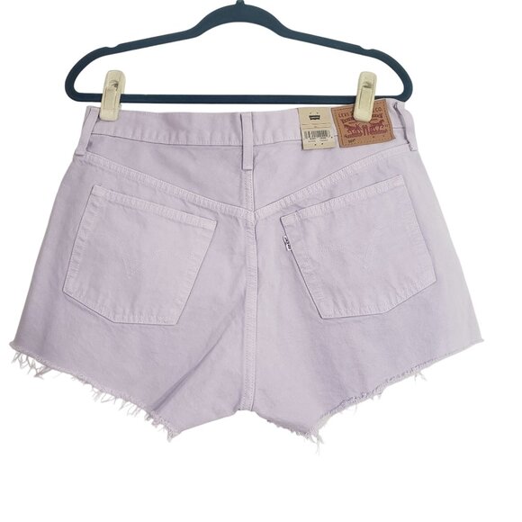 New Levis Womens 501 Purple Frayed Hem High-Waisted Button-Fly Denim Shorts W31 - Picture 2 of 7